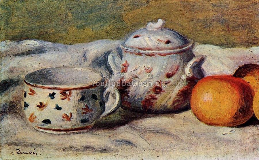 Still Life with Cup and Sugar Bowl - 皮埃尔·奥古斯特·雷诺阿
